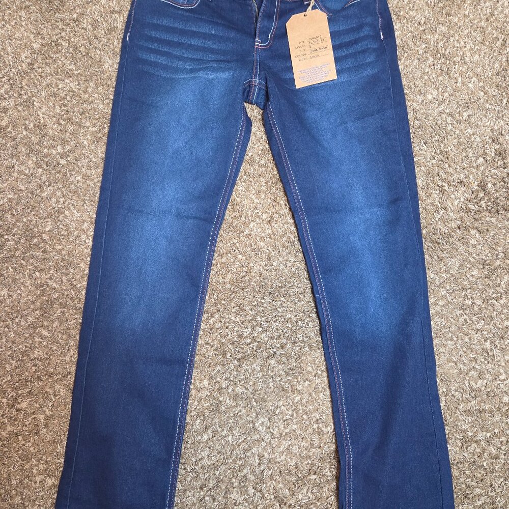 Jean's Denim Women's Jeans Size 8 Straight Dark Blue Wash NWT (Made in USA)